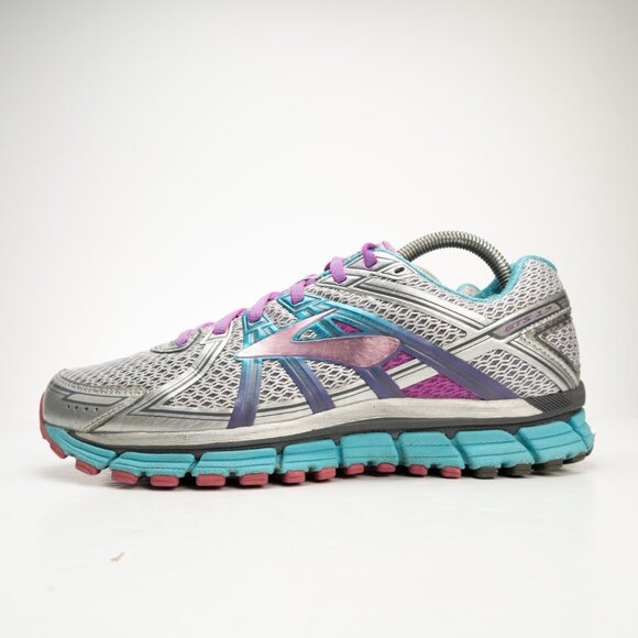 BROOKS Adrenaline GTS 17 silver purple running shoes size 9.5 - Picture 4 of 12